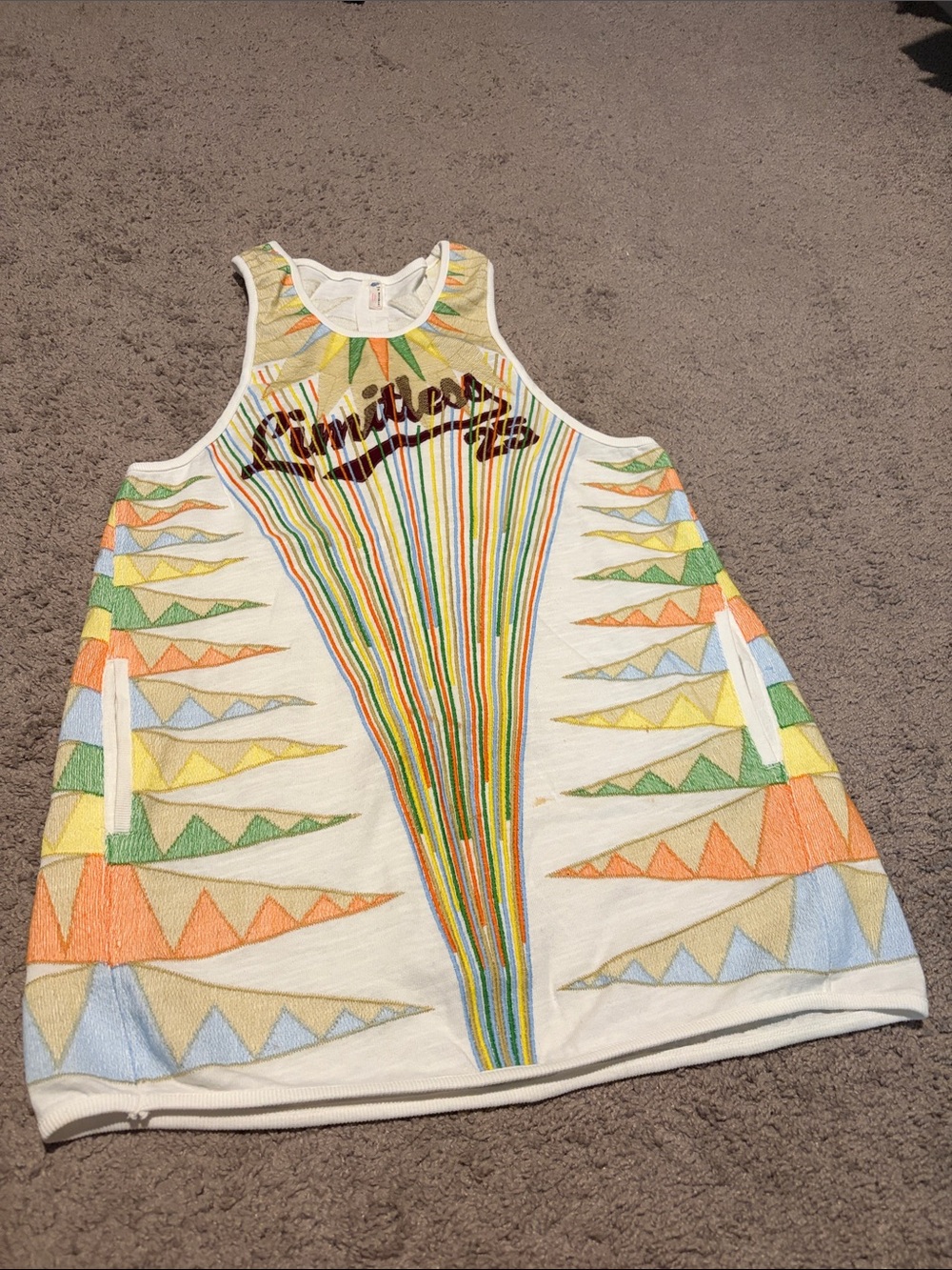 Free People White Multicolor Embroidered Tank Tunic